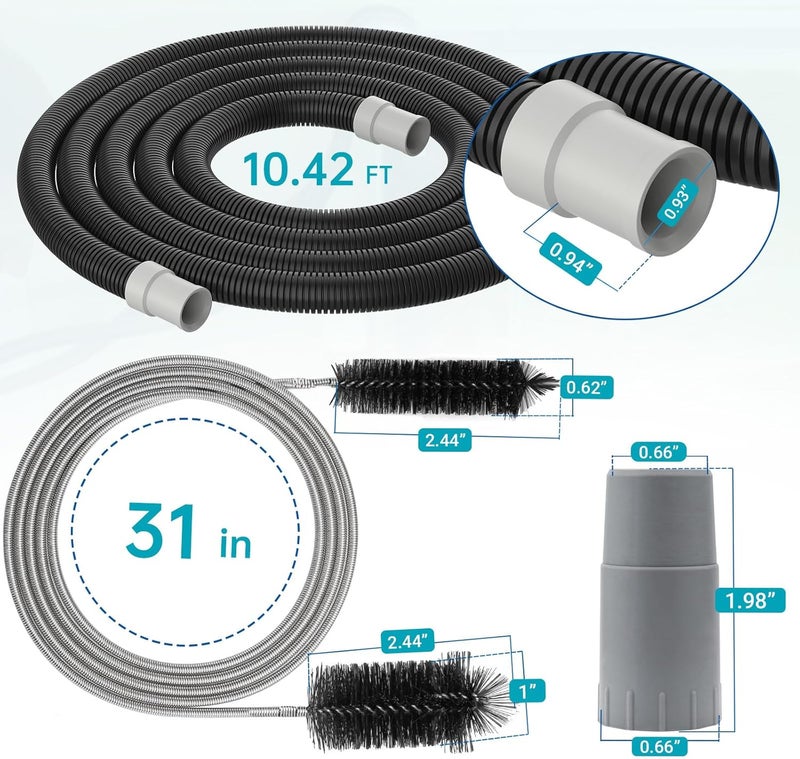 Trdzi A20015 Ribbed Hosing with A304 Rubber Adapter for Fluval - Aquarium Filter Tubing Replacement Part Compatible with Fluval 304/305/306/307/404/405/406/407 with Brush - Image 2